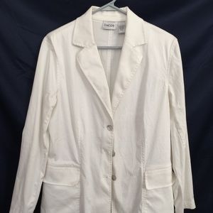 Chico's Sz 1 Solid White Blazer